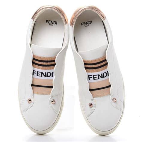 fendi rockoclick slip-on sneaker|FENDI Vitello Lurex Rockoclick Slip On Sneakers 39.5 Black Gold .